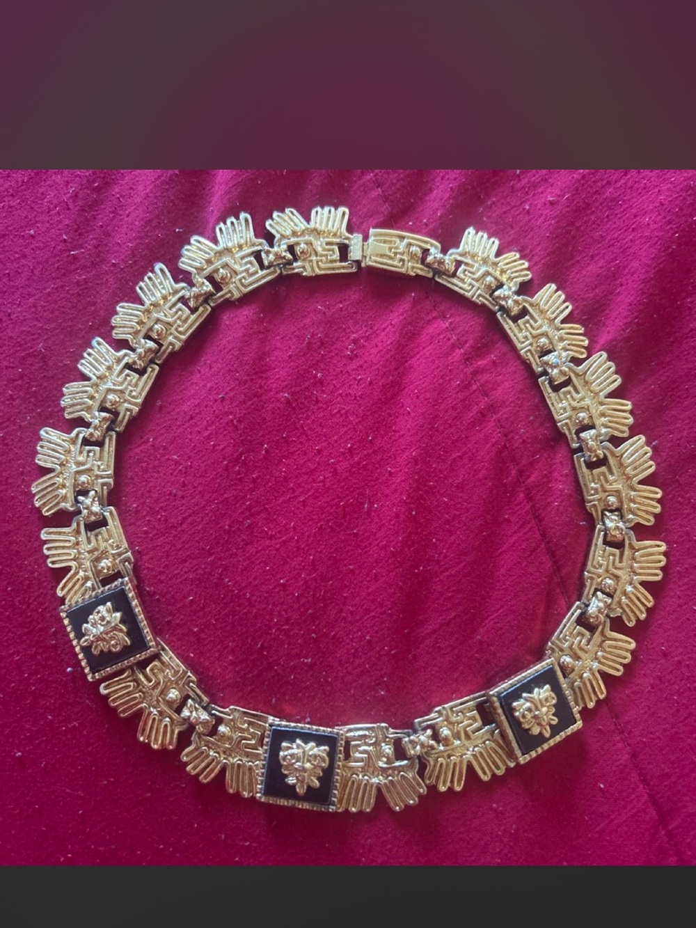 Salvador Terán MARBEL black gold plated Inca Aztec necklace 18 inch